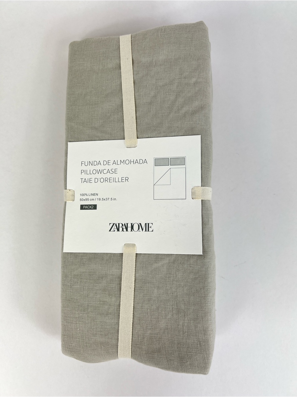 Zara Home King Size Linen Pillowcases Natural Color Funda De Almohada 2 Pc NEW